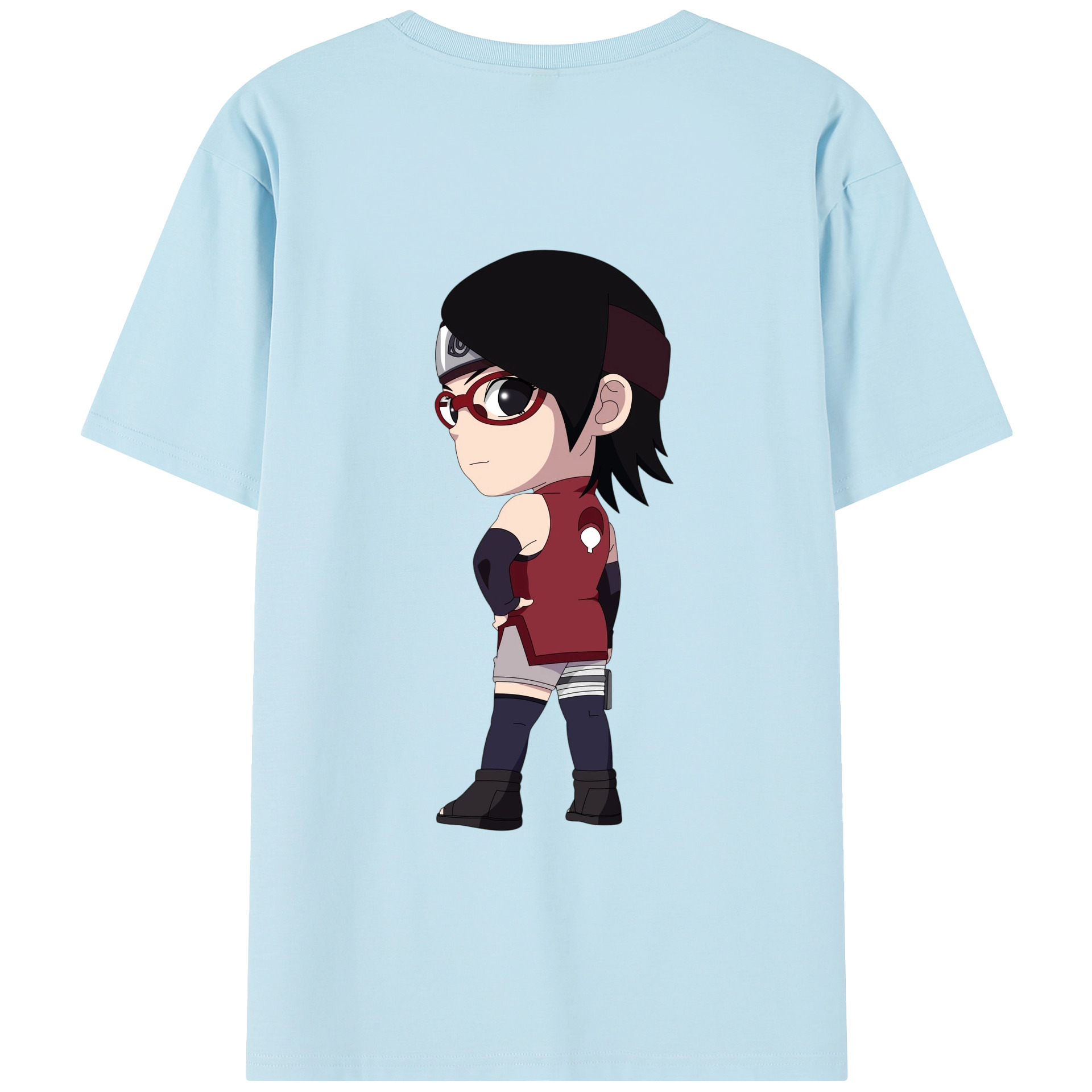（画像用） NARUTO -ナルト- うちは サラダ Uchiha Sarada 綿100％半袖Tシャツ（背面プリント）